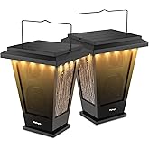 pohopa Bluetooth Speakers Waterproof, Solar Powered 2 Packs True Wireless Stereo Sound 20W Dual Pairing Lantern Indoor Outdoor Speakers with 20 Piece LED Lights, Richer Bass, Black