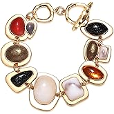 BVGA Gold Multi-Gemstone Charm Bracelet for Women Colorful Vintage Resin Gem Bracelet Jewelry Gifts