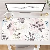 QIYI Large Mouse Pad, Extended Desk Mat for Desktop, PU Leather Waterproof Gaming Mousepad, Computer Desk Accessories Protector Writing Pads for School Office Home 31.5" x 15.7" - Abstract Leaves