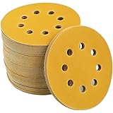 5-Inch 8-Hole Hook and Loop Sanding Discs 320-Grit Random Orbit Sandpaper, 100-Pack