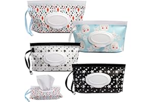 DOMMARE 4 Pack Baby Wipes Dispenser, Portable Travel Wet Wipes Pouch On The Go-Reusable Wipe Holder-Refillable Lightweight Waterproof Container Case with Sealed Zipper to Keep Wipes Clean and Moist