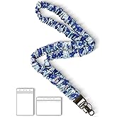 Lanyardio Stretchy Scrunchie Lanyard for ID Badges Keys, Cute Teacher Lanyard for Women with 2 Card Holders 19.6 Inch