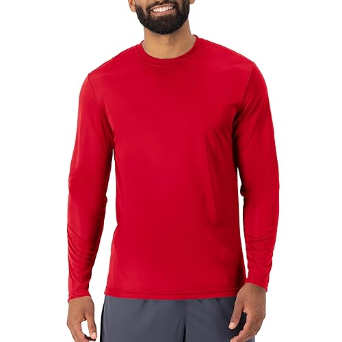 Hanes mens Long Sleeve Cool Dri T-shirt Upf 50+ (Pack of