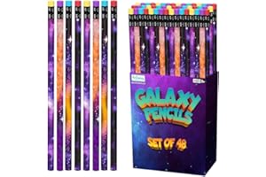 ArtCreativity Galaxy Pencils for Kids- Pack of 48- Assorted Outer Space Designs- Cute Writing Pencils with Durable Erasers, Teacher Supplies for Classrooms, Student Reward, Astronomy Party Favors
