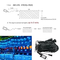360LED Net Lights, 21ft x 5ft Connectable Christmas