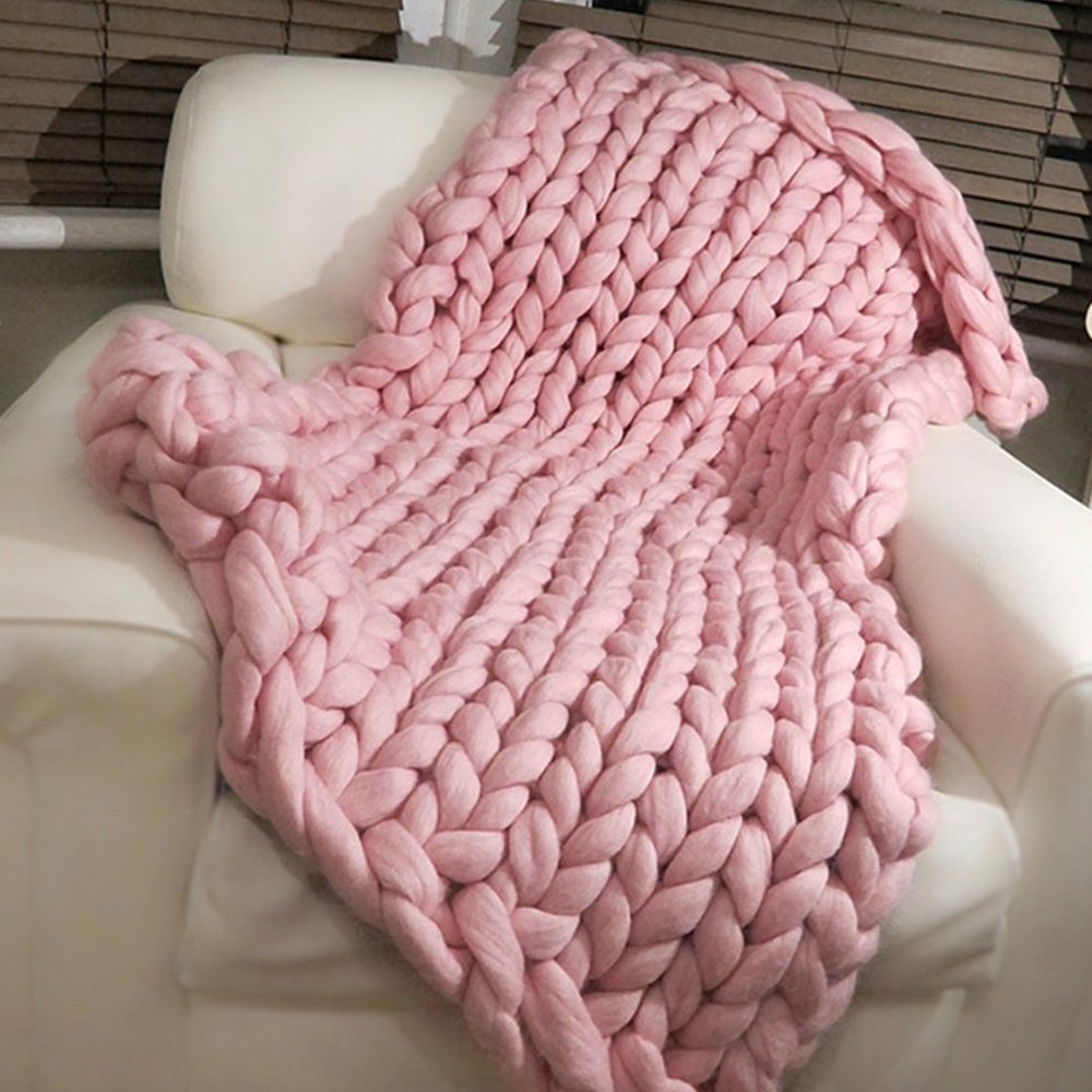 47x59in Chunky Knit Blanket,Light Pink Blanket,Chunky Knit,Chunky Throw,Chunky Blanket,Giant