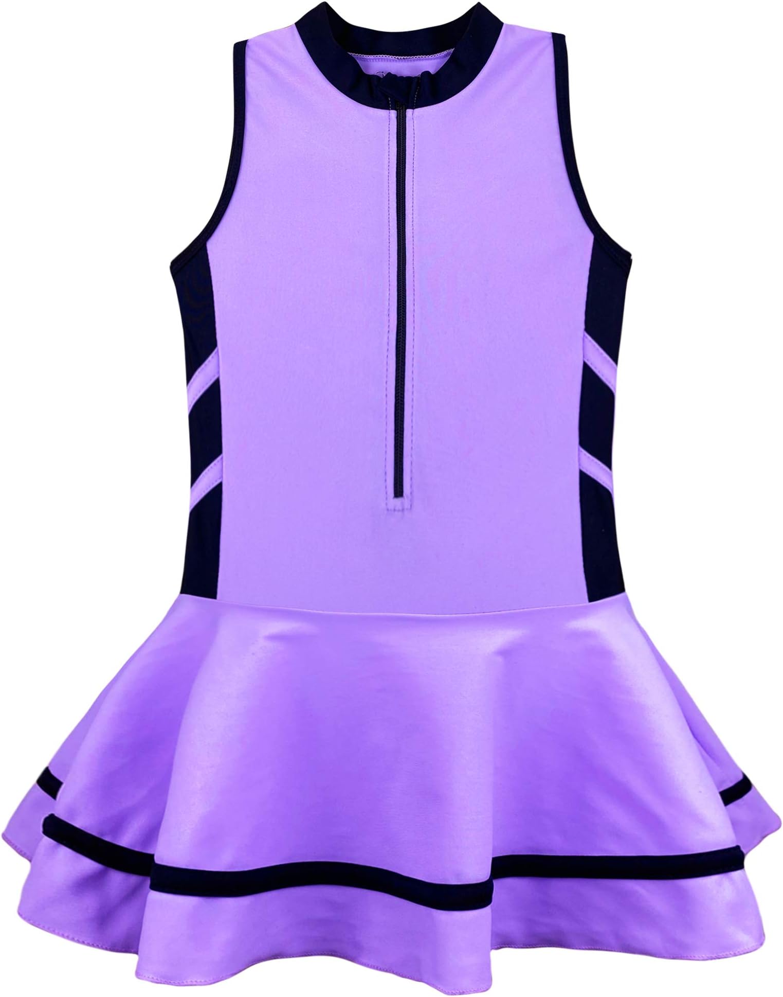 KuKiee Little Girls One Piece Athletic Swimsuits Rash Guard Solid Bathing Suits