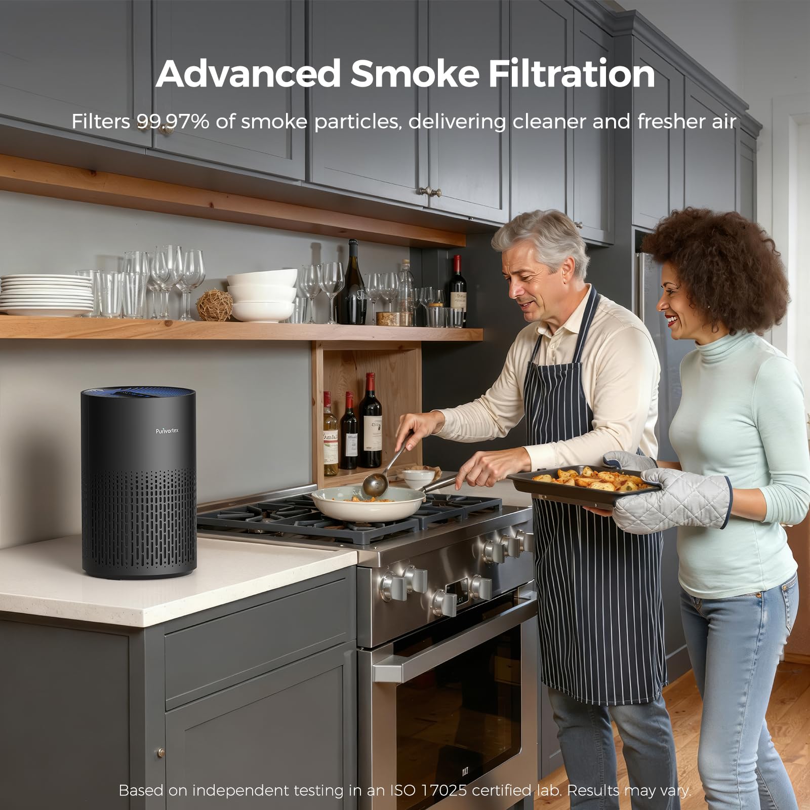 Purivortex Air Purifiers for Bedroom, Quiet Air Purifier with HEPA Filter for Pollen, Smoke, Dust, Pet Dander, Odor, Hair, Ozone Free, Covers Up to 880 Sq Ft, AC400 Black