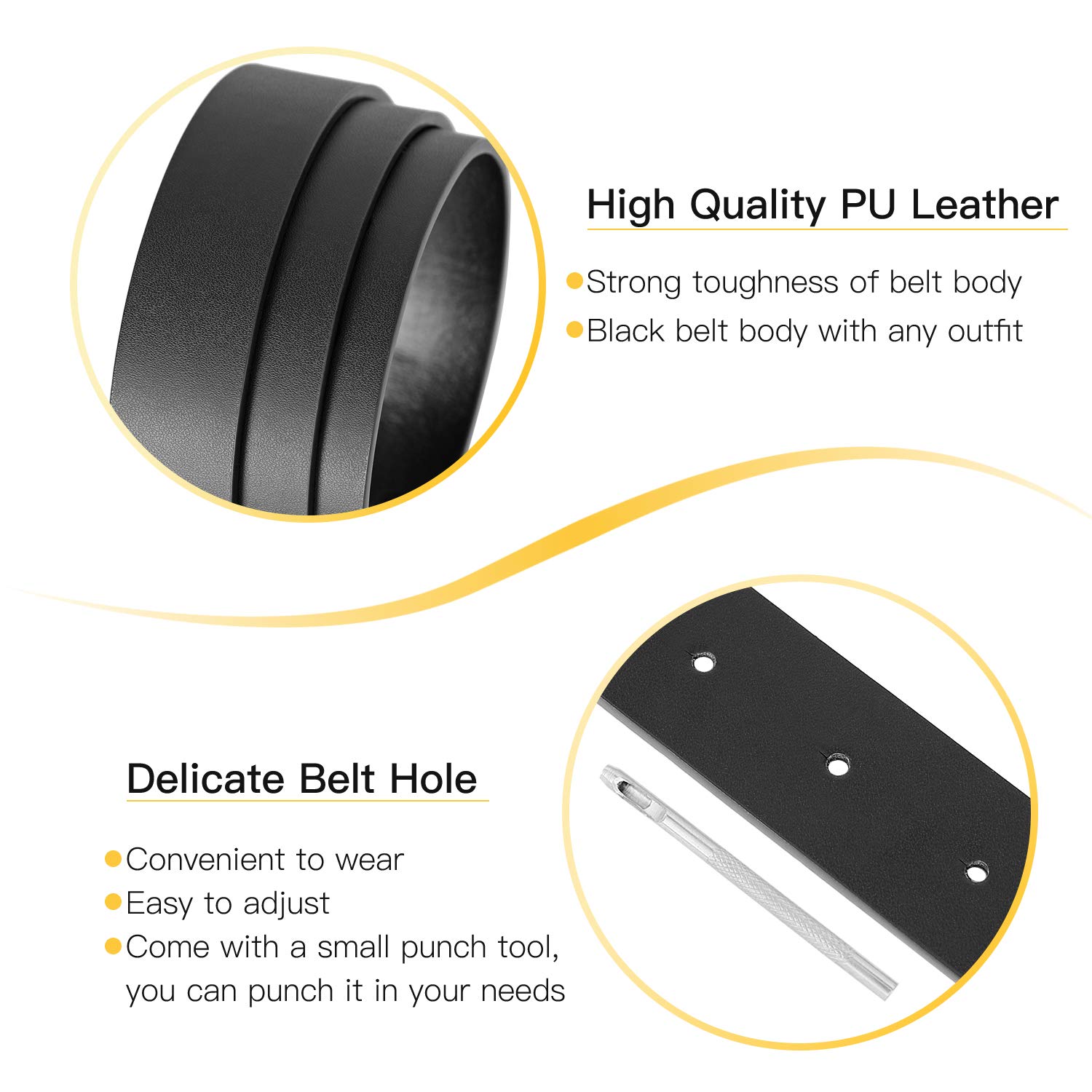 Women Genuine Leather Belt Ladies Skinny Dress Belt Fashion Waist Belt with Gold Buckle for Jeans Pants Skirt, Black, Suit for Pants 27\