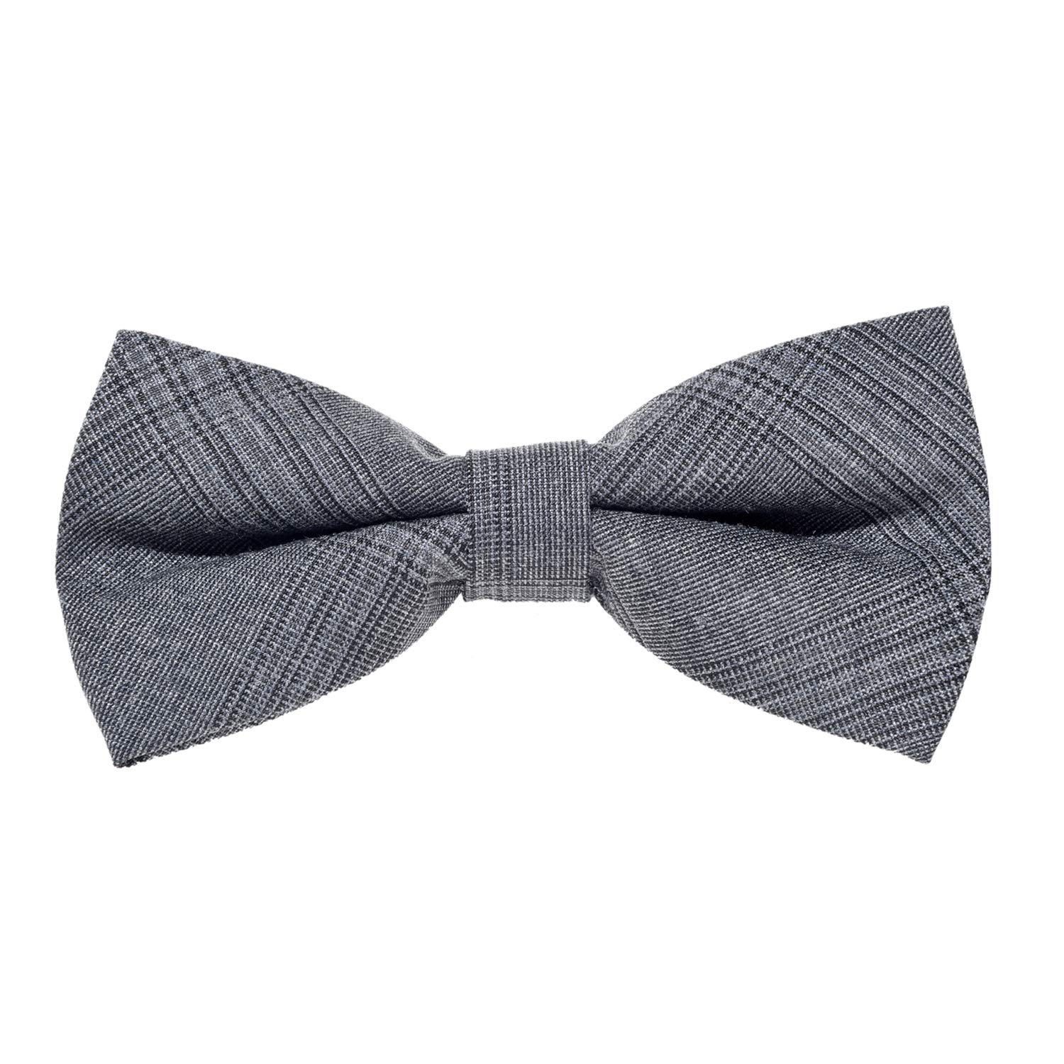 MASADA corduroy bow tie grey plaid - men's accessory in vintage look, continuously adjustable, handmade with hook closure - 12 x 6 cm