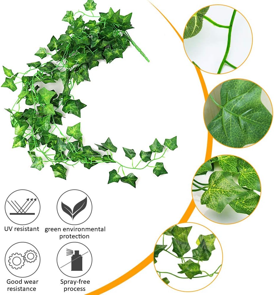 Ousuga Artificial Ivy Garland,2PCS Ivy Garland Fake Vine Greenery Leaves Fake Plants Hanging Vine Plant for Home Kitchen Garden Office Wedding Wall Decoration Indoor Outdoor - Image 5