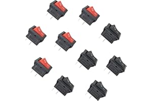 DIYables ON/Off Rocker Switch for Arduino, ESP32, ESP8266, Raspberry Pi, Rectangle Shape, Black and Red, 10 Pieces