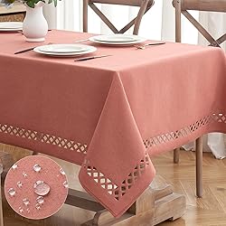MIULEE Pink Polyester Linen Rectangle Tablecloth