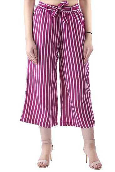purple and white striped pants