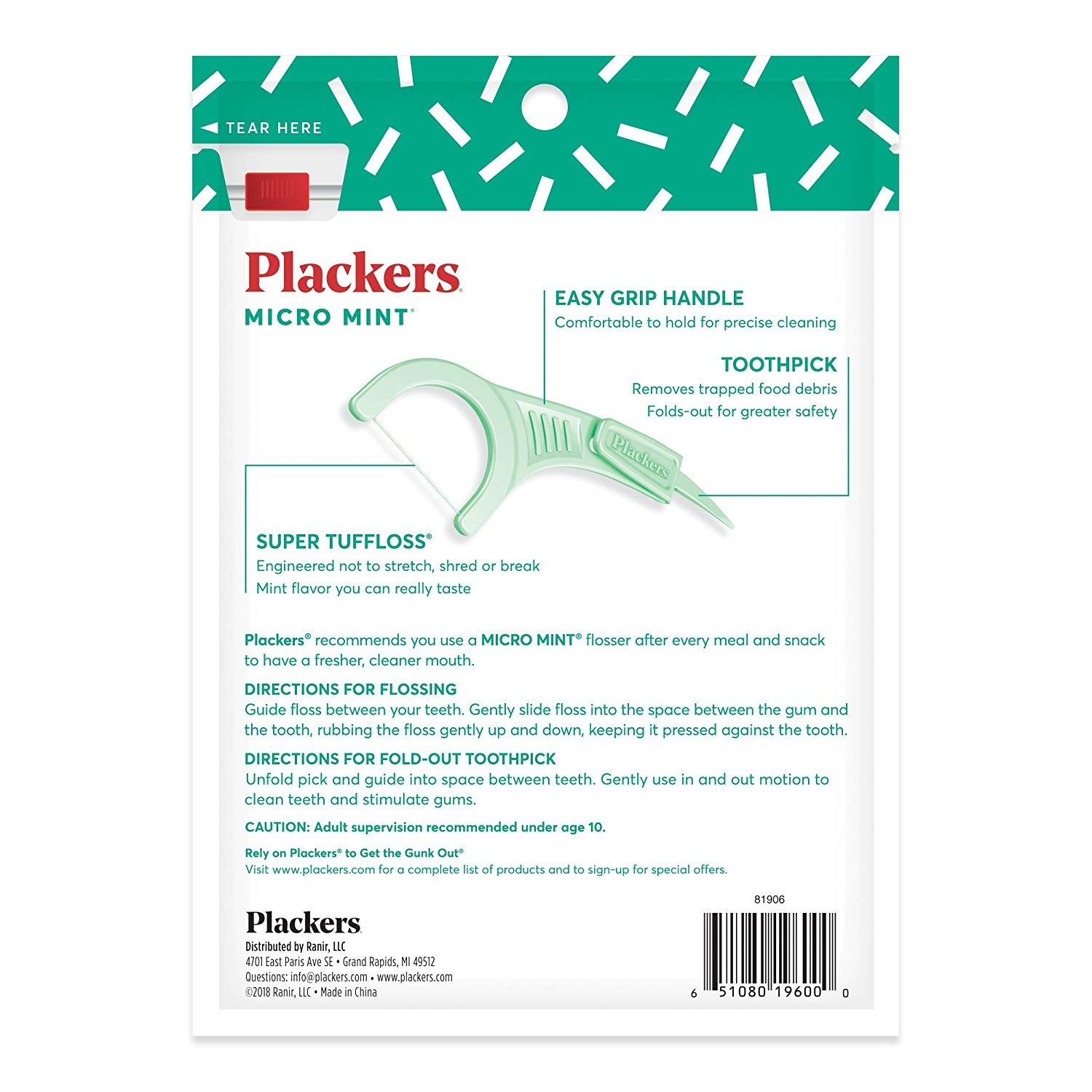 Plackers Micro Mint Dental Floss Picks, 90 Count, Pack of 6 : Beauty