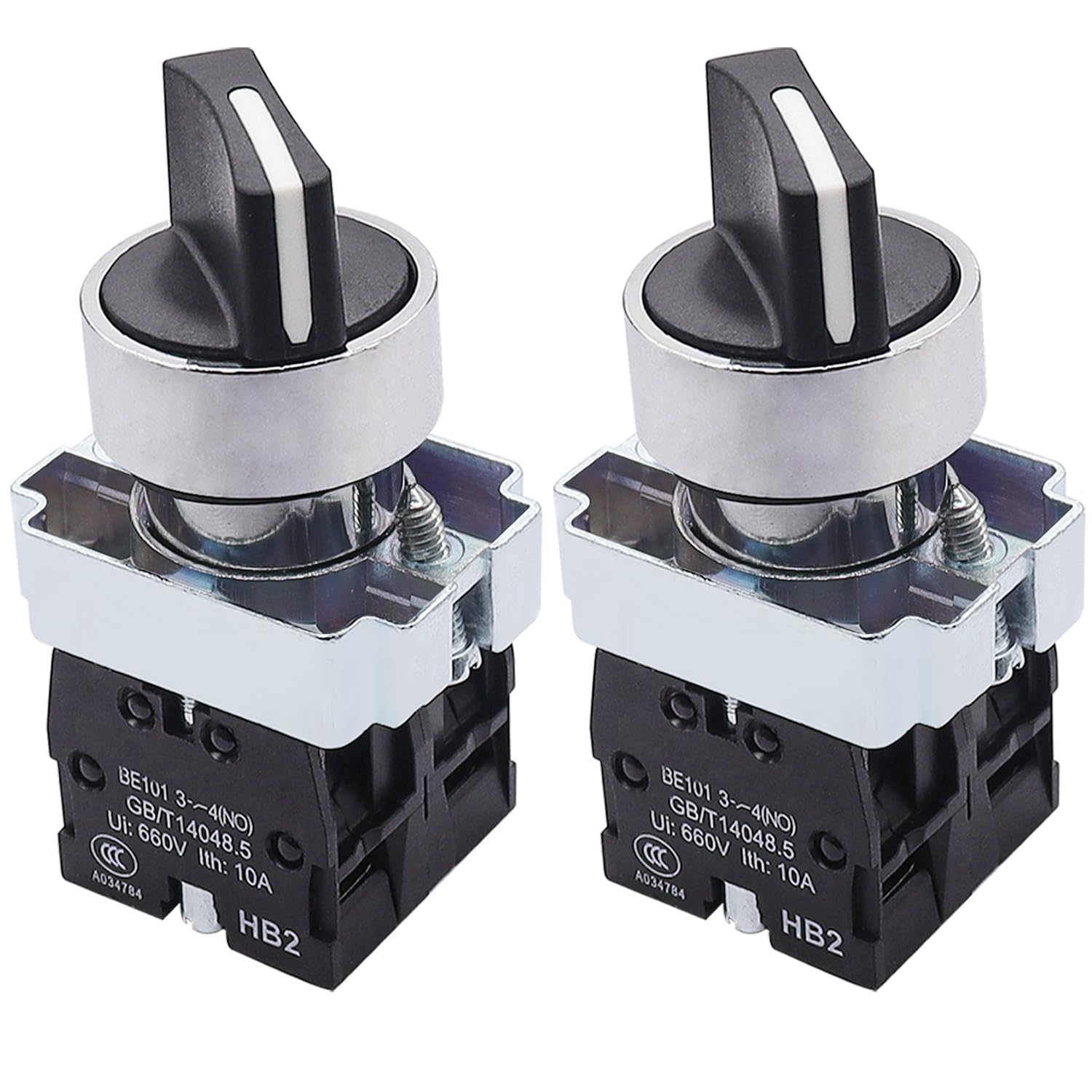 TWTADE / 2Pcs 22mm Selector Switch 2 NO 3