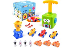 BAKAM Toddler Toys 3-4 for Boys Girls, Balloon Launcher & Powered Car Set, Fun Toddlers STEM Toy Balloon Pump Cars Racer Kit for Kids 3-5 (Frog)