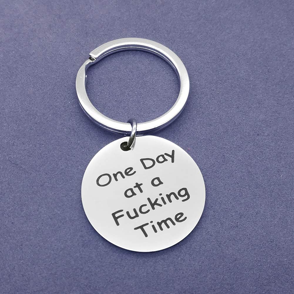 Sobriety Gift Keychain One Day at a Time Keychain AA Gift NA Recovery Sobriety Alcoholics Anonymous Recovery Gifts New Beginnings Gift Sober Stainless Steel Keyring - Image 4
