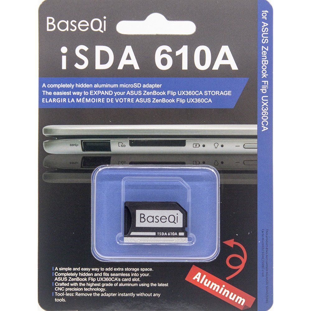 BaseQi aluminum microSD Adapter for Asus ZenBook Flip ux360CA