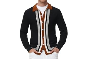 PJ PAUL JONES Men‘s Button Down Polo Shirts Striped Knitted Cardigan Sweaters