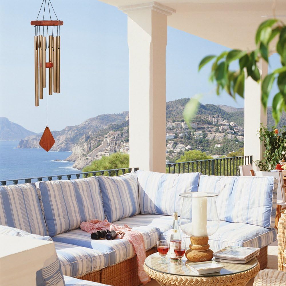 BLESSEDLAND Premium Wind Chimes-6 Hollow Aluminum Tubes, 31" Wind Chime for Garden, Yard, Patio and Home Decoration. (Brown) : Garden & Outdoor