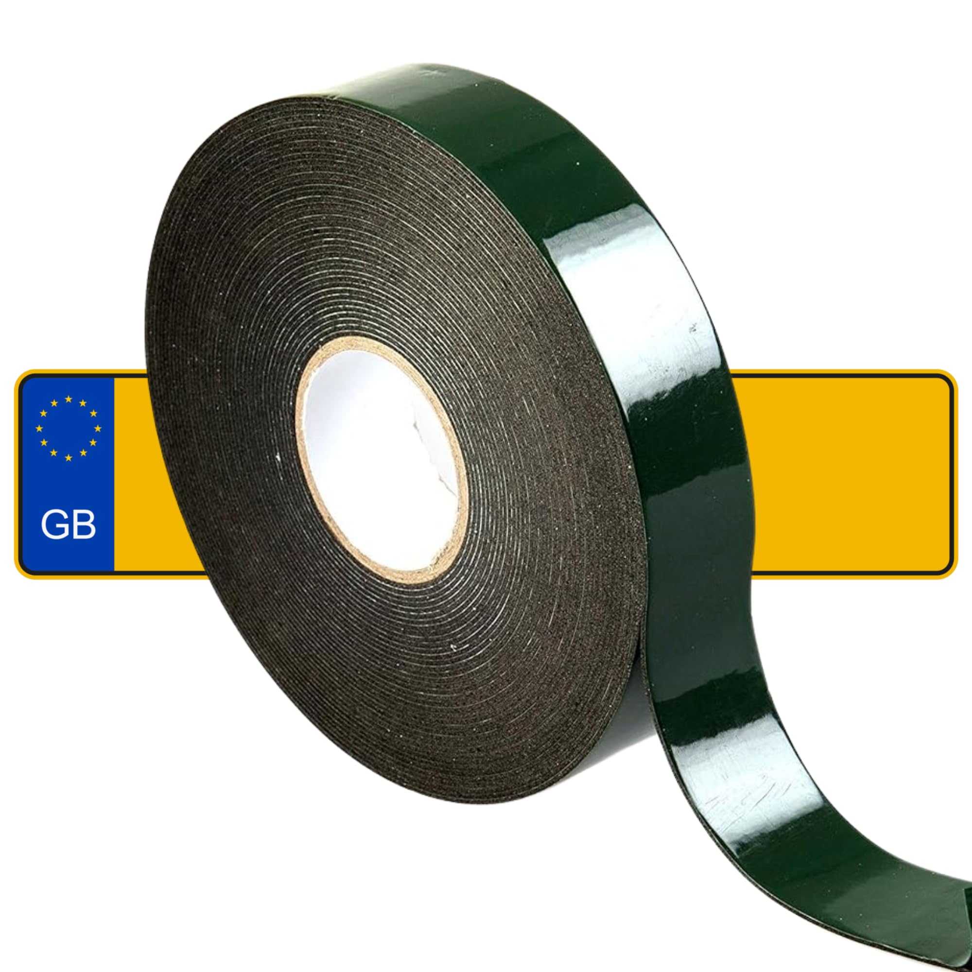 GTSE Car Number Plate Tape, 25mm x 10m – Premium Double-Sided Foam Tape for License Plates, Trim, and Badges – Weatherproof and Durable - No Drilling Required