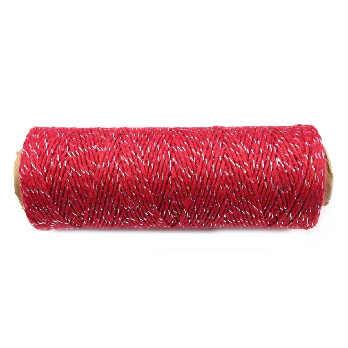 Wrapables 4-Ply Cotton Baker's Twine, 110-Yard, Red/Metallic Silver