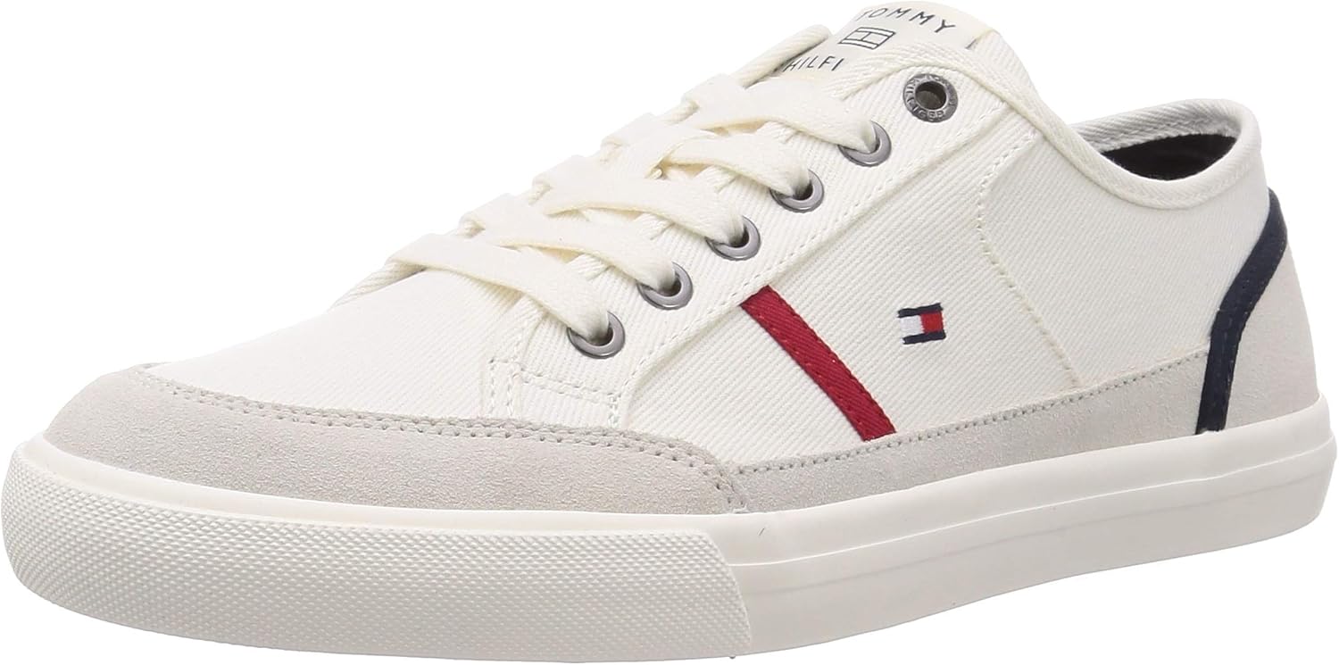 tommy hilfiger core corporate canvas trainers in white