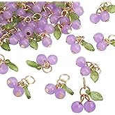 lasuroa 30pcs Light Purple Cherry Charms, Cute Glass Light Purple Fruit Charms for Jewelry Making with Loop DIY Accessories for Bracelet Necklace Earrings