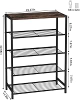HOME BI 5-Tier Metal Shoe Rack with MDF Top Rustic Brown 23.23 W x 11.8 D x view 5