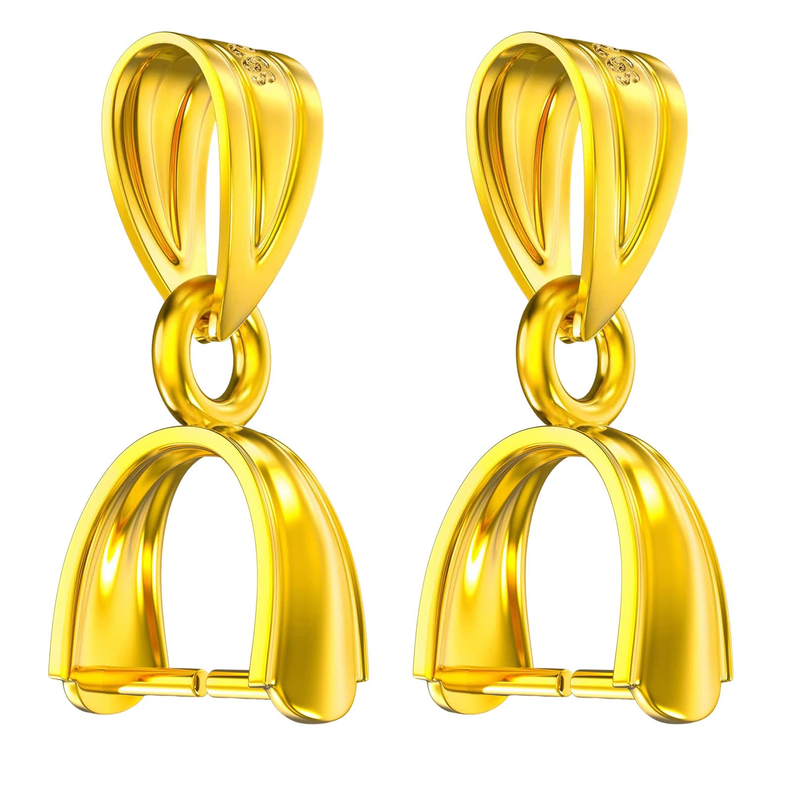 Photo 1 of 14K Gold Plated 925 Sterling Silver Pinch Bails for Pendants Clasp Connectors Bails for Jewelry Necklace Clip Pendant Clasps(Made in Italy)