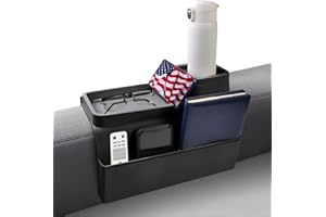 KindGa Couch Cup Holder Tray,Silicone Couch Arm Cup Holder,Couch Arm Organizer for Sofa Drinks/Phone/Remote/Snacks,Couch Armrest Recliner Armchair Caddy - Black