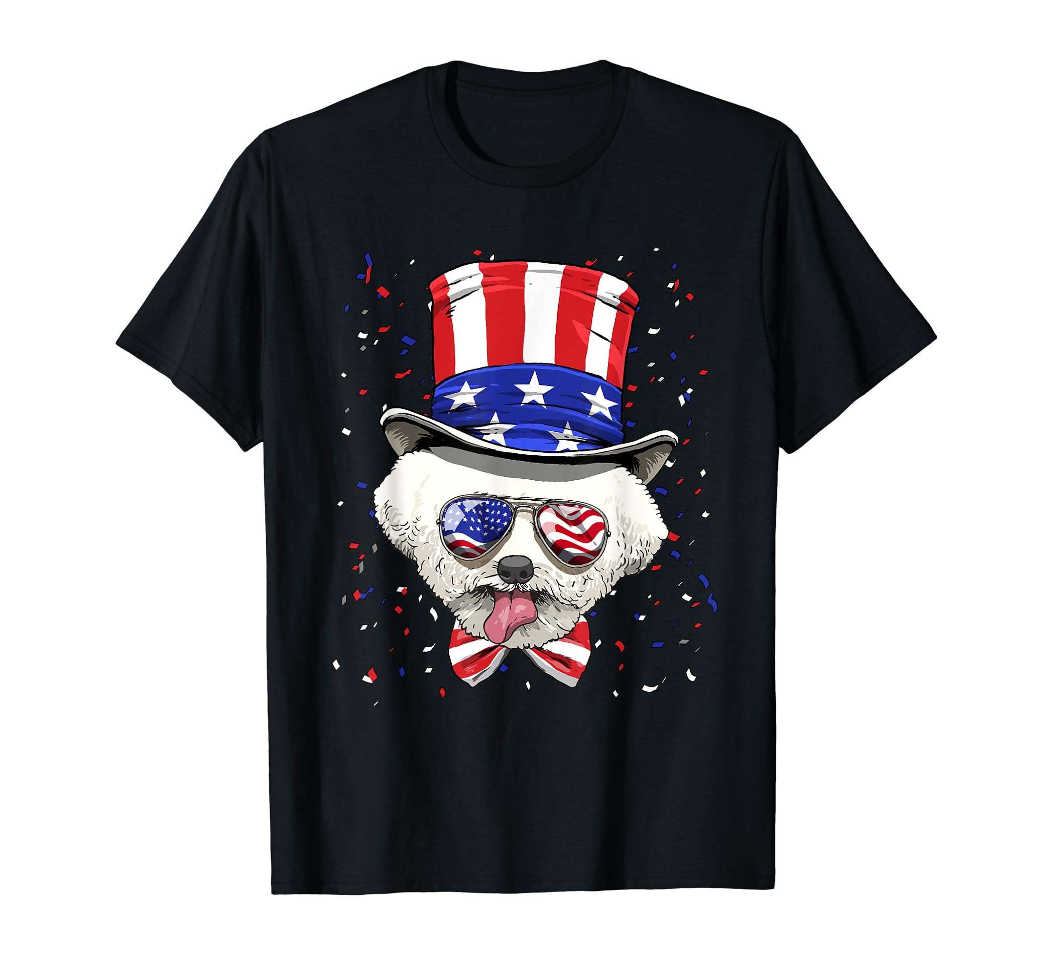 Bichon Frise 4th of July American Dog USA Flag T-Shirt