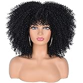 ANNISOUL Curly Afro Wigs for Black Women Afro Kinky Curly Wig with Bangs No Glue,Full and Fluffy Like a Bomb for Daily and Wo