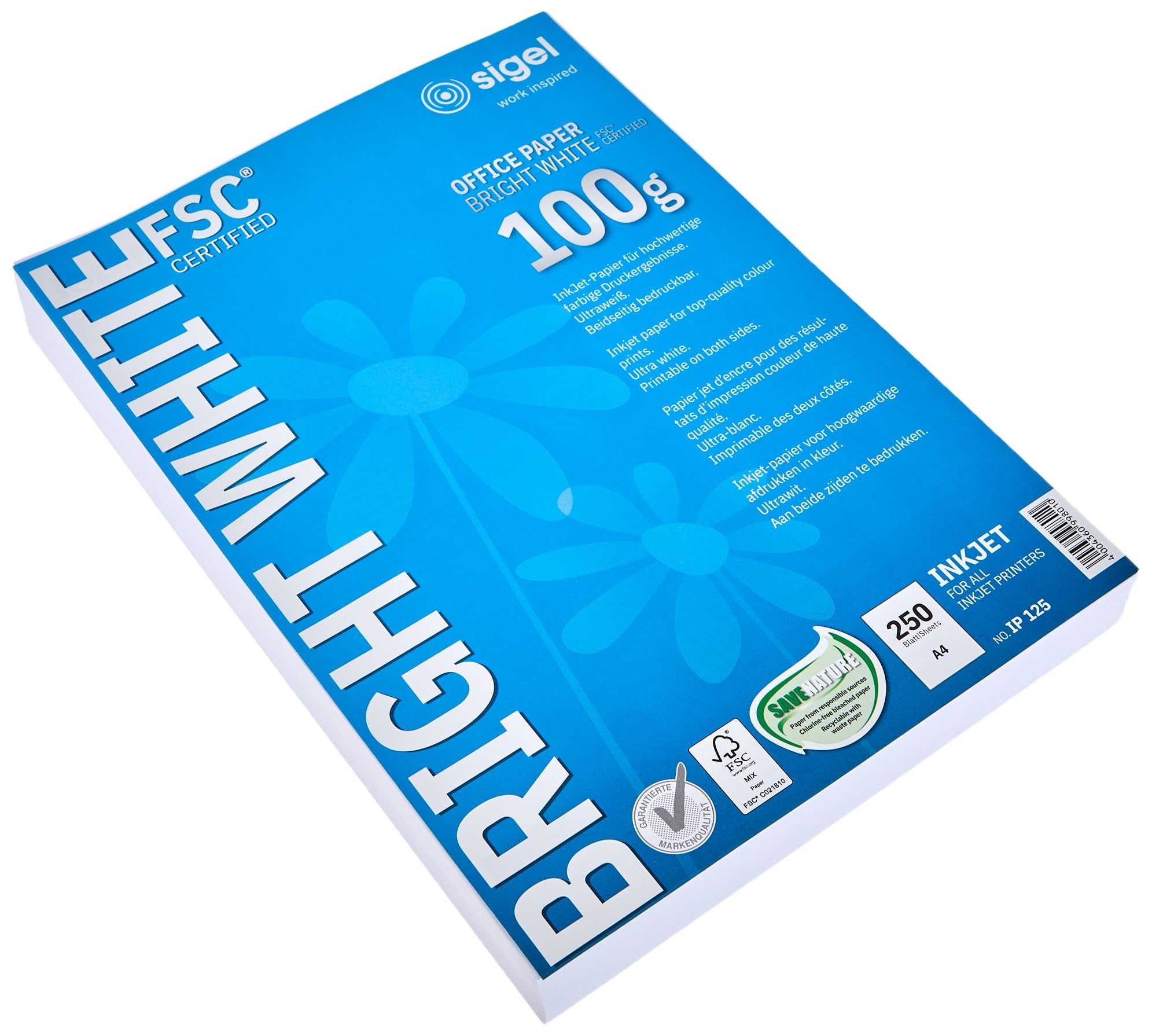 SIGEL IP125 Multipurpose Office Paper, White, A4, 100gsm, 250 Sheets