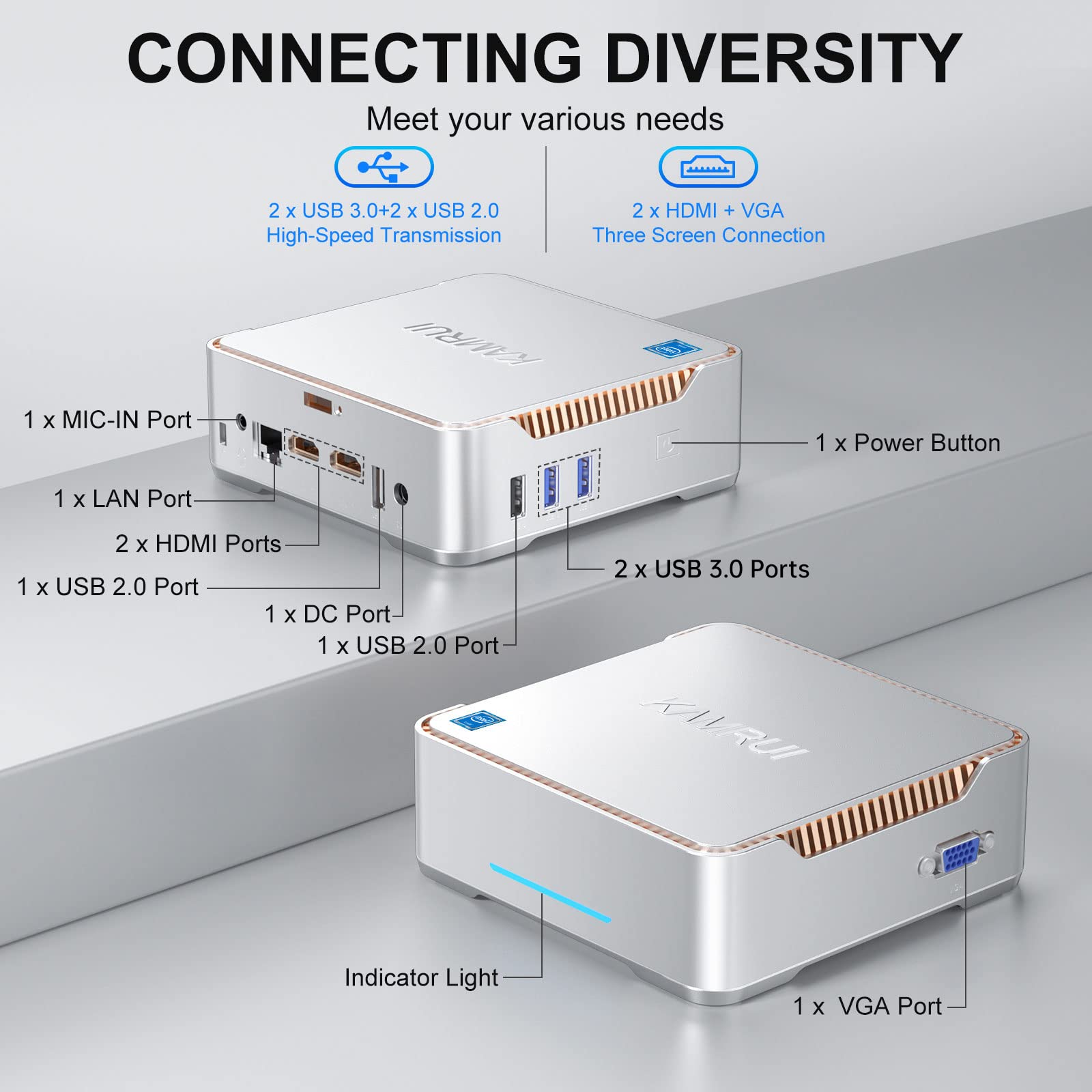 KAMRUI GK3 Plus Mini PC,12th Intel Alder Lake- N95 (up to 3.4GHz) 8GB RAM 256GB M.2 SSD Small PC, Gigabit Ethernet, 4K UHD, Dual Wi-Fi, BT 4.2 Home/Business Mini Desktop Computer