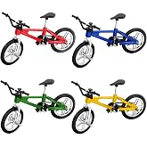 Novelty Place Mini Finger Bike - Miniature Fidget Bicycle Toy Game Set for Kids and Adults - Metal Bike Model Collections Decoration - 4 Colors (4 Pack)