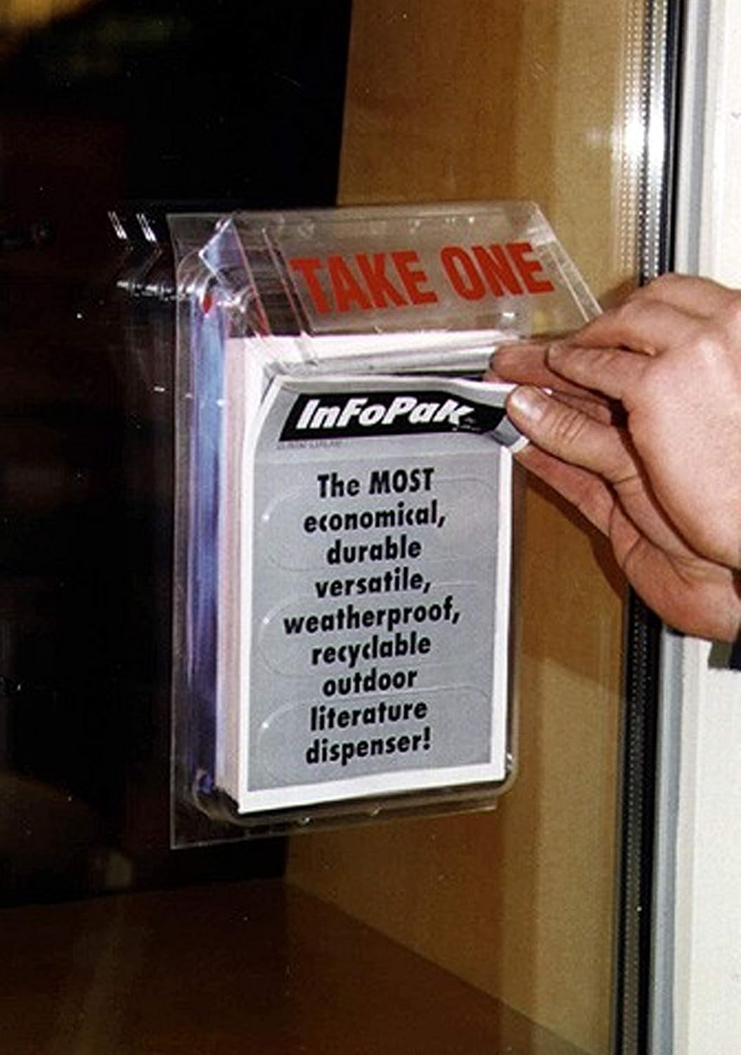 outdoor brochure holders on Office Products Weather Resistant Literature Tri Fold Pamphlet Menu Map Display Disposable Outdoor Brochure Box 5 5 X 9 Infopak Jr Envelopes Mailers Shipping Supplies