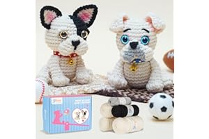 Gipony Crochet Kit for Beginners Animal,Crochet Animal Kits,Crocheting Kit for Starters,Learn to Crochet with Step-by-Step Video Tutorials,Beginner Crochet Kits for Adults(2 Pack French Bulldog)
