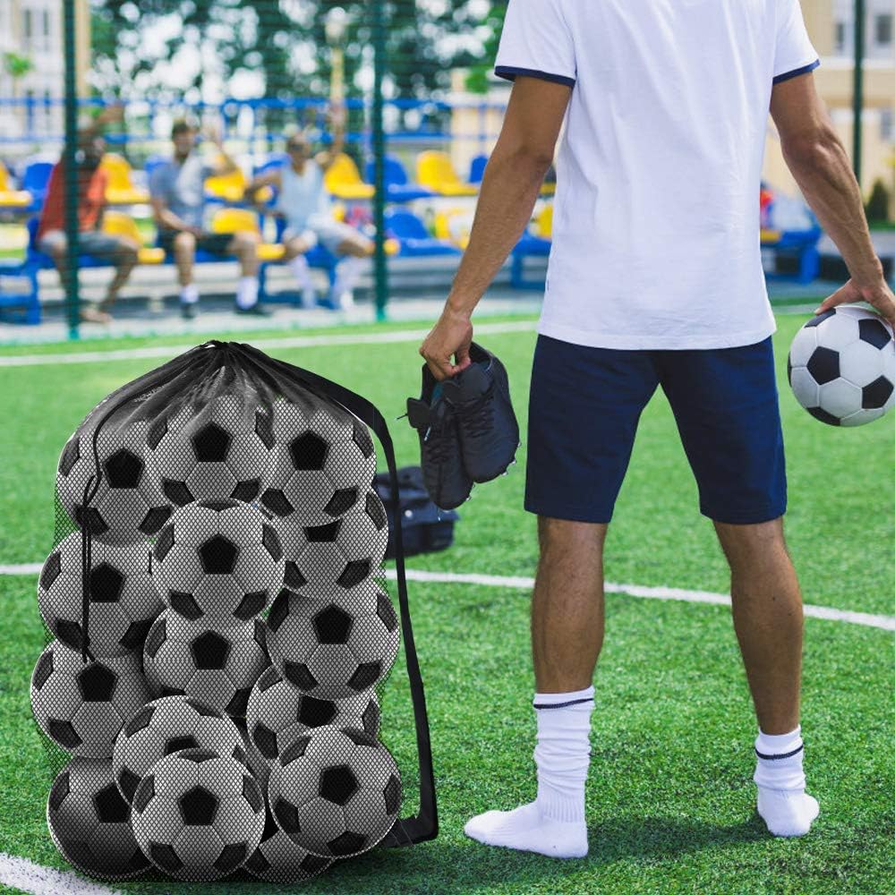 BROTOU 2 Pack Extra Large Sports Ball Bag Mesh Socce Ball Bag Heavy Duty Drawstring Bags Team Work for Holding Basketball, Volleyball, Baseball, Swimming Gear with Shoulder Strap (30” x 40”)