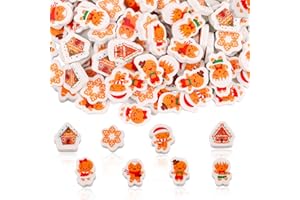 FOIMAS 120pcs Christmas Erasers,Mini Xmas Eraser Gingerbread Man Pencil Erasers Bulk for Christmas Stocking Stuffer Gift Bag Filler School Classroom Rewards