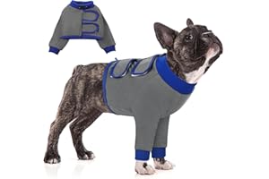 KOESON Dog Recovery Sleeve for Front Legs, Soft Pet Recovery Suit After Surgery, Adjustable Dog Leg Elbow Protector, Pet Wound Care Shirt to Stop Licking, E-Collar Cone Alternative, Grey S