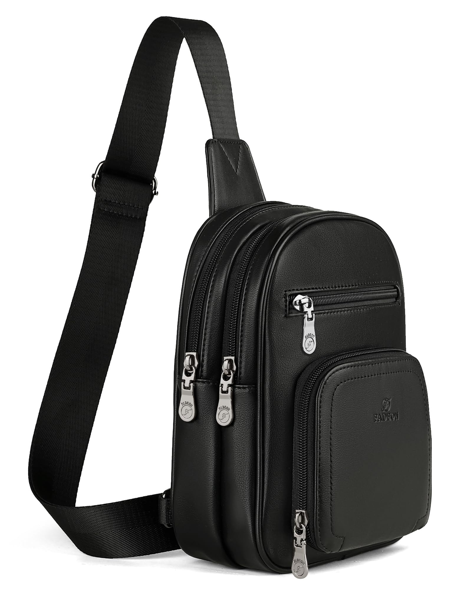 Photo 1 of FADEON Sling Bags for Women Crossbody Bags, Designer PU Leather Sling Purse Multi-Pocket Packs with Card Slot Purse Black