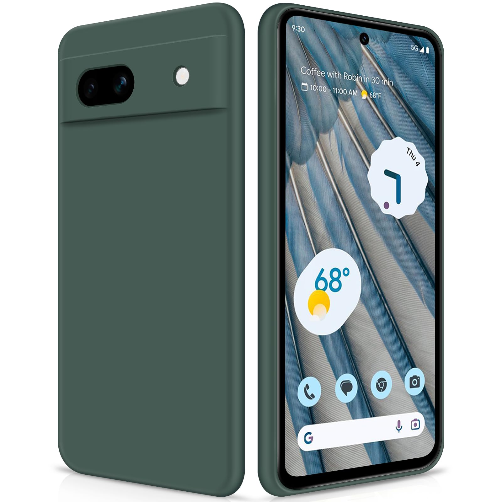 GiiYoon Case Compatible with Google Pixel 7A, Silky-Soft Touch Full-Body Protective Phone Silicone Case, Shockproof Cover with Microfiber Lining, Green โ image 1