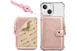 M-Plateau Bifold Wallet Women，Card Holder for Phone Case Durable Leather ID Window Slot Design,Sticky Phone Wallet Attached One Removeable Phone Lanyard. Rose Pink
