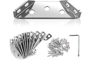 Bigwaves 10pcs Corner Bracket with Screws,Universal Stainless Steel Furniture Corner Connector, Heavy Duty Triangular Support Angle Brackets for Wood Furniture, Cabinets, Tables, and Chairs