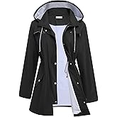 Hount Women Rain Jacket Lightweight Waterproof Raincoat Lined Outdoor Hooded Windbreaker Trench Coat