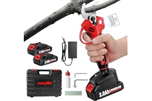 FULLYEA Electric Pruning Shears, 1.4" Cutting Diameter Electric Pruner with LCD Display＆2Pcs 2.0Ah Rechargeable Battery, Brushless Motor Cordless Pruning Shears for Tree Trimming Branch Cutter
