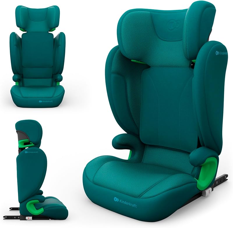 Kinderkraft Junior FIX 2 PRO Car Seat 100-150 cm ISOFIX Belt Install Green