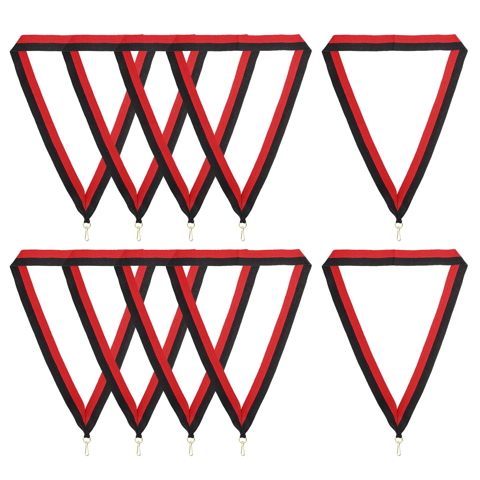 PATIKIL Award Neck Ribbons with Snap Clips, 10 Pcs Polyester Striped Medal Lanyards Ribbon for Competitions Sports Meetings Sports Party, Red Black
